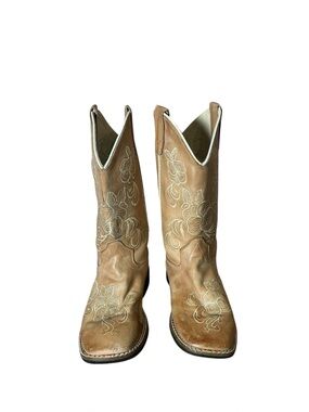 Vintage Flat Square Toe Leather Cowboy Boot Size 5